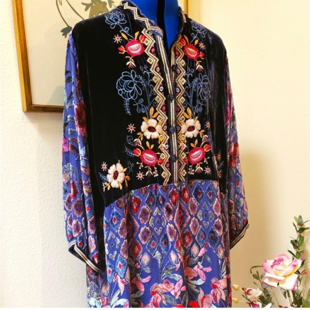 Johnny Was velvet burnout dress. Lovely addition to any wardrobe.
